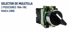Selector de Muletilla 2 Posiciones 1NA+1NC Marca LMG