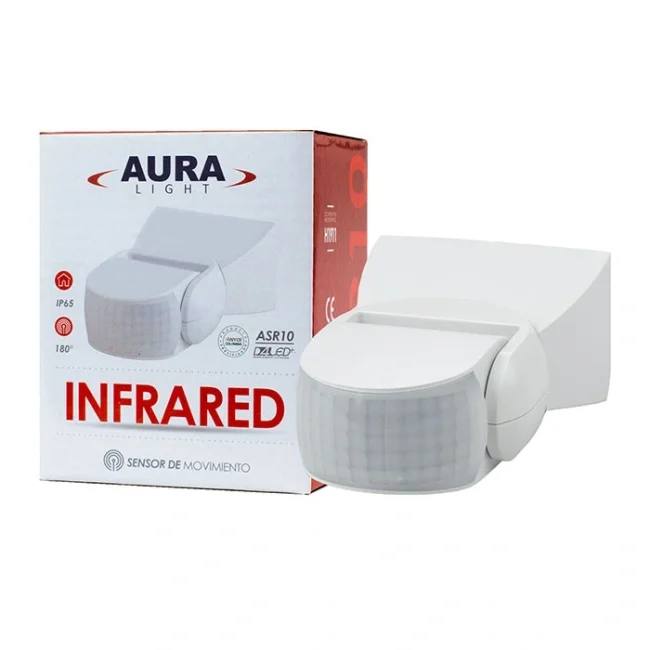 Sensor Infrarrojo ASR10 exteriores (IP65) Marca Aura