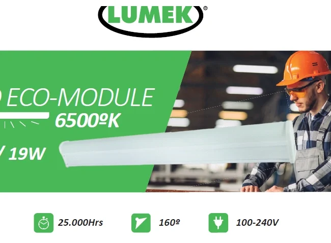 Luminaria tubular LED eco Module (Batten) 19W 6500K 120cm Marca Lumek