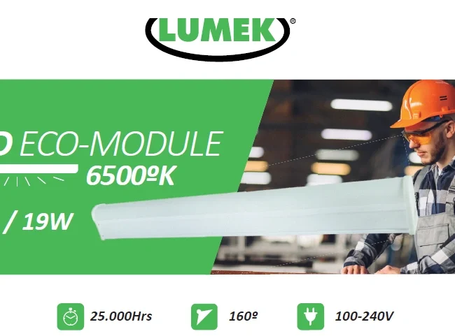 Luminaria tubular LED eco Module (Batten) 9W 6500K 60cm Marca Lumek