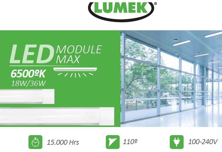 Luminaria Plana LED eco Module MAX 18W 6500K 60cm Marca Lumek