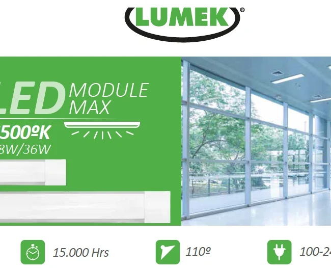 Luminaria Plana LED eco Module MAX 36W 6500K 120cm Marca Lumek