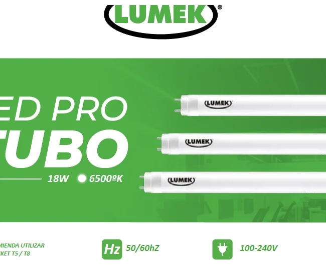 TUBO LED PRO. Tubo T8 / 24.5 W 6500K Policarbonato. Marca Lumek