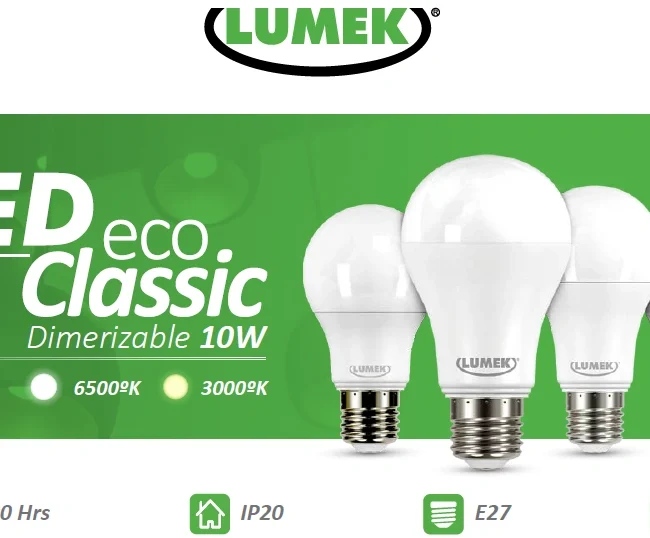 Bombillo LED eco Classic Dimerizable / 10W 6500K, Luz Blanca. E27 Marca Lumek
