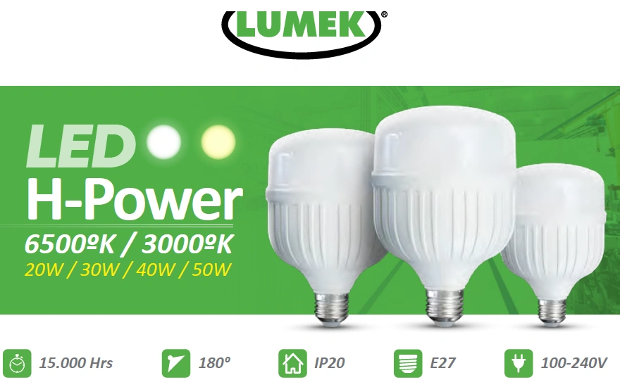 New Bombillo LED eco H Power / 30W . 6500K Rosca E27 . New Ref 068LUK105 Marca Lumek
