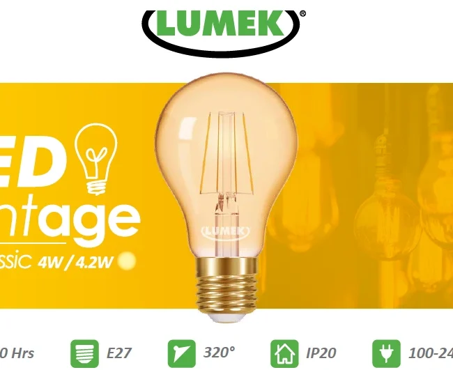Bombillo LED Vintage Classic / 4.2W . 2000K Rosca E27. Marca Lumek