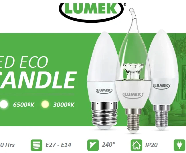 Bombillo LED eco Vela , / 5W 3000K Rosca E27.. Marca Lumek
