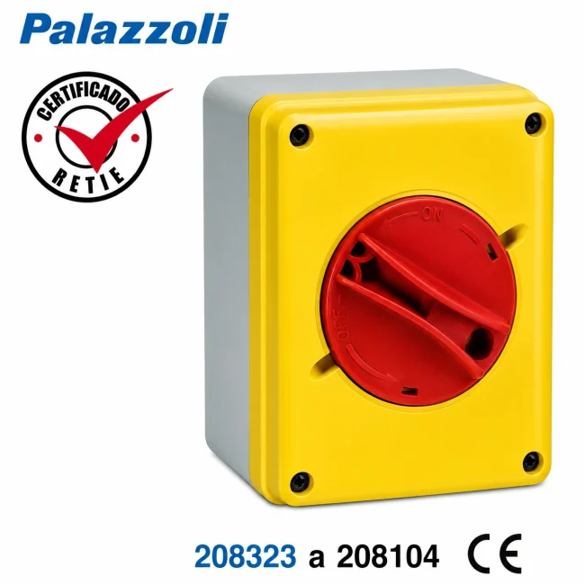 Interruptor de seguridad en caja plástica 32a/ 690v 3 polos tamaño 158 x 250 x 138 Marca PALAZZOLI