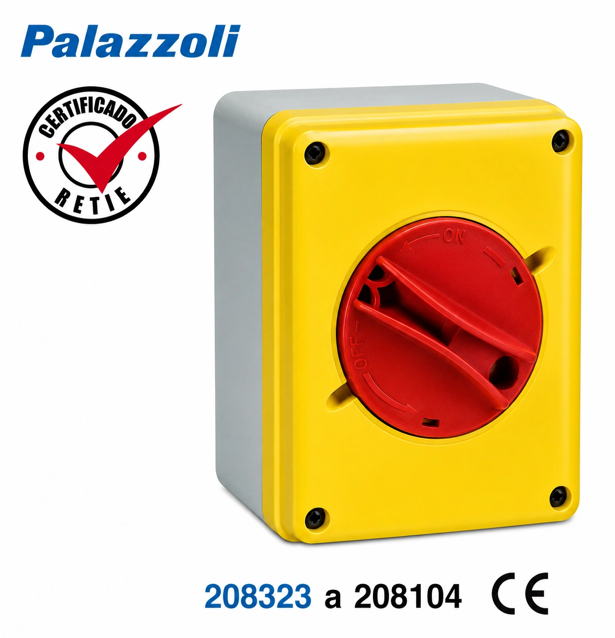 Interruptor de seguridad en caja plástica 32a/ 690v 3 polos tamaño 158 x 250 x 138 Marca PALAZZOLI