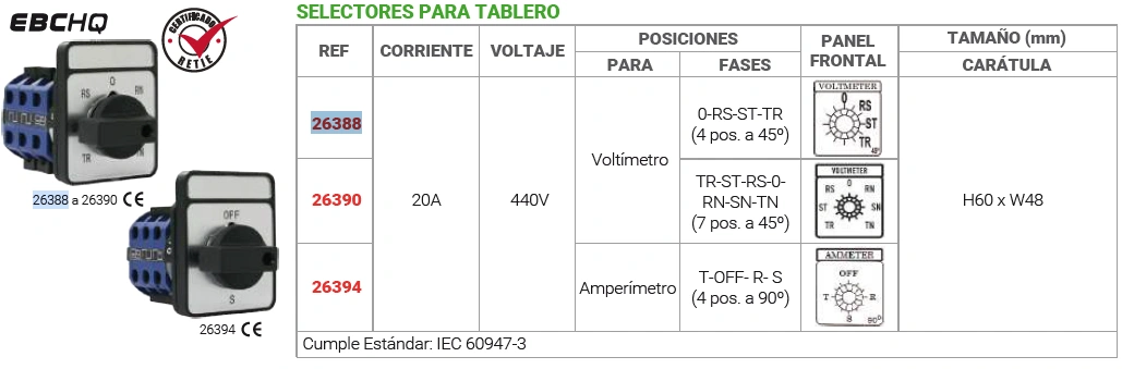 Selector para tablero 0-rs-st-tr 20a/ 440v Marca EBCHQ - Image 2