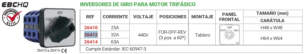 Inversores de giro para motor trifásico 32a/ 440v Marca EBCHQ - Image 2
