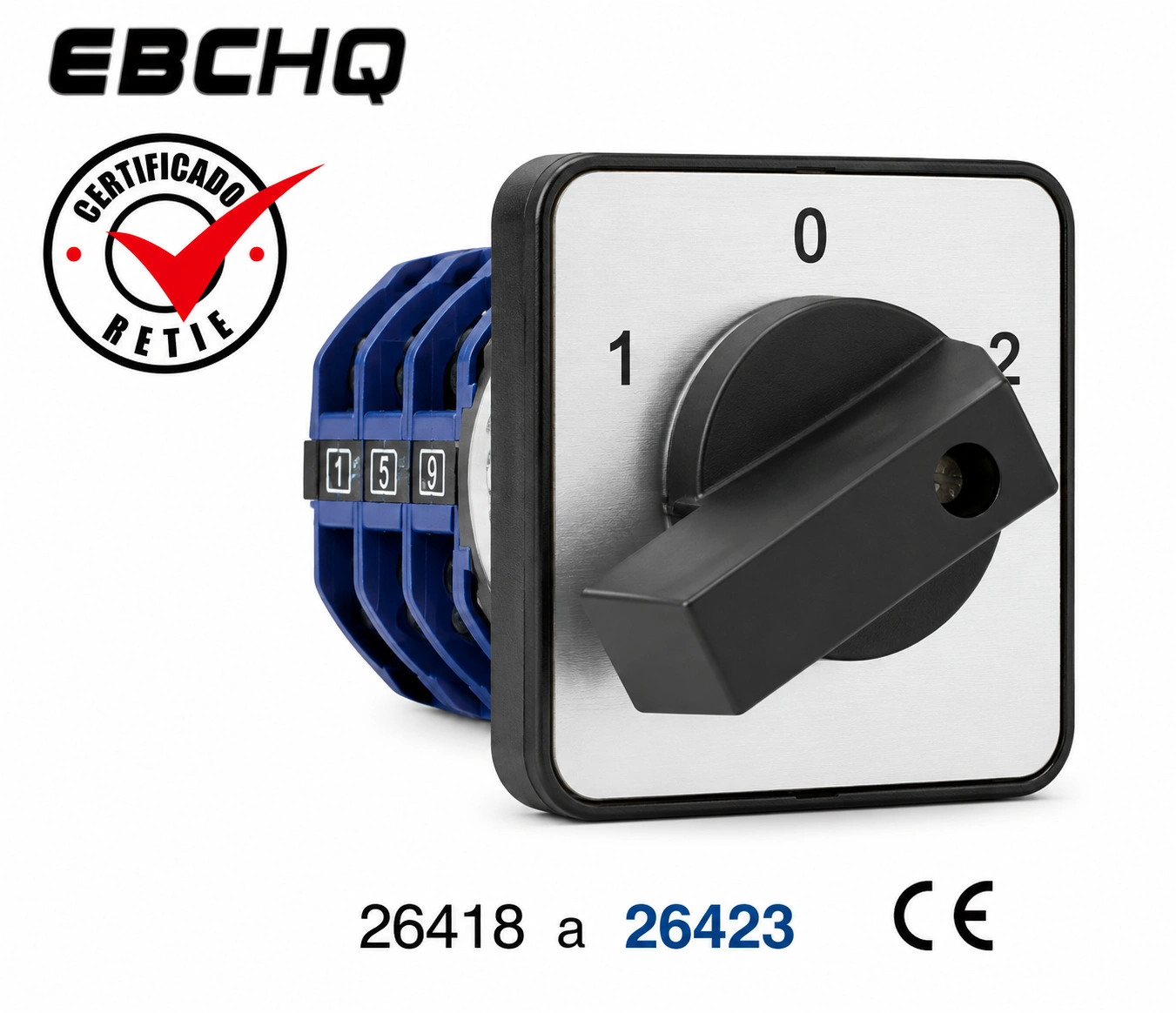 Transferencia manual (3 polos) 63a posiciones 1 - 0 - 2 a tablero Marca EBCHQ
