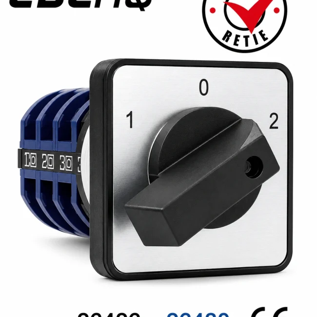 Selector de velocidad 1 - 0 - 2 tamaño h64 x w64 32a/ 440v  Marca EBCHQ