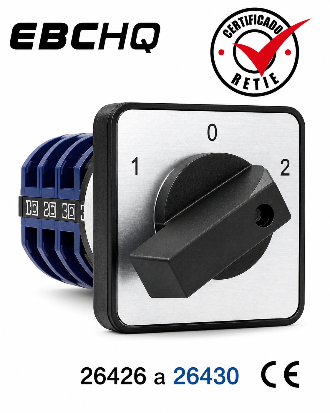 Selector de velocidad 1 - 0 - 2 tamaño h64 x w64 32a/ 440v Marca EBCHQ