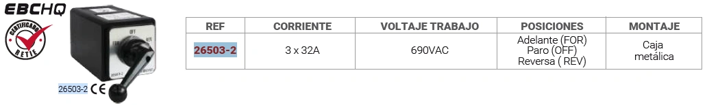 Inversor de giro 3 x 32a 690v caja metálica Marca EBCHQ - Image 2