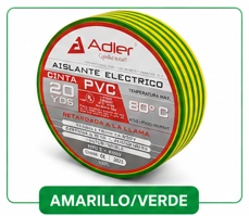 Cinta aislante pvc - retardada a la llama Amarillo/Verde 3/4" 10 yardas 10 und Marca Adler