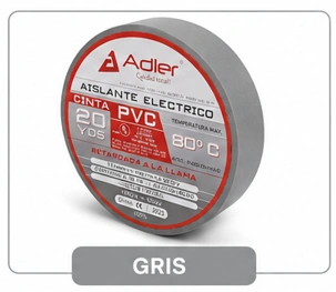 Cinta aislante pvc - retardada a la llama Gris 3/4" 20 yardas 10 und Marca Adler