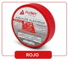 Cinta aislante pvc - retardada a la llama Rojo 3/4" 20 yardas 10 und Marca Adler
