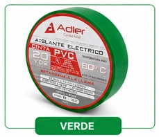 Cinta aislante pvc - retardada a la llama Verde 3/4" 20 yardas 10 und Marca Adler