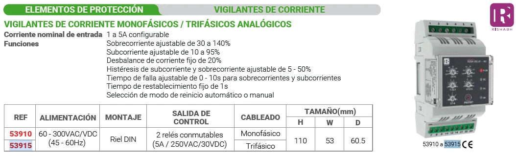 Vigilante de corriente trifásicos analógicos Marca RISHABH - Image 2
