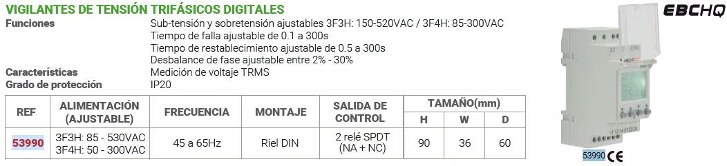 Vigilante de tensión trifásicos digitales Marca EBCHQ - Image 2