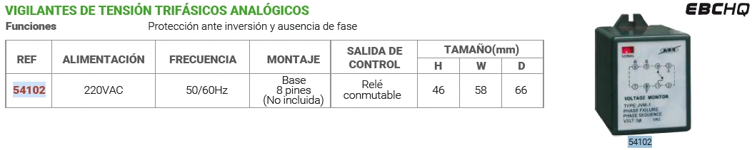 Vigilante de tensión trifásicos analógicos 220VAC Marca EBCHQ - Image 2