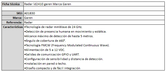Radar ld2410 garen Marca Garen - Image 2