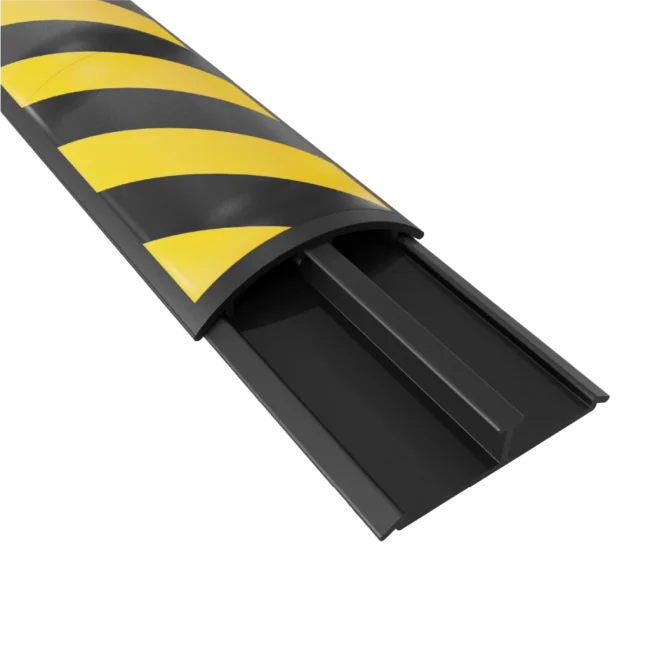 Canaleta bicolor para piso 60X13mm curva Negro con adhesivo 20 und Marca Adler