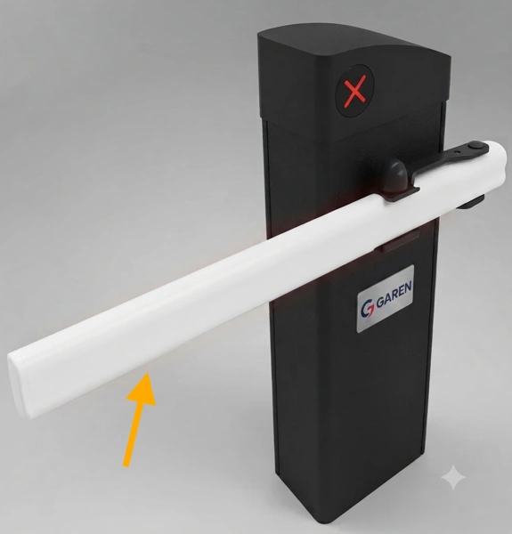 Brazo (asta) Soft de 4,30 m sin LED para Barrera Vehicular Marca Garen