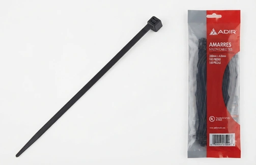 Amarres plásticos Negro 7,6 mm x 380 mm 100 und Marca Adler