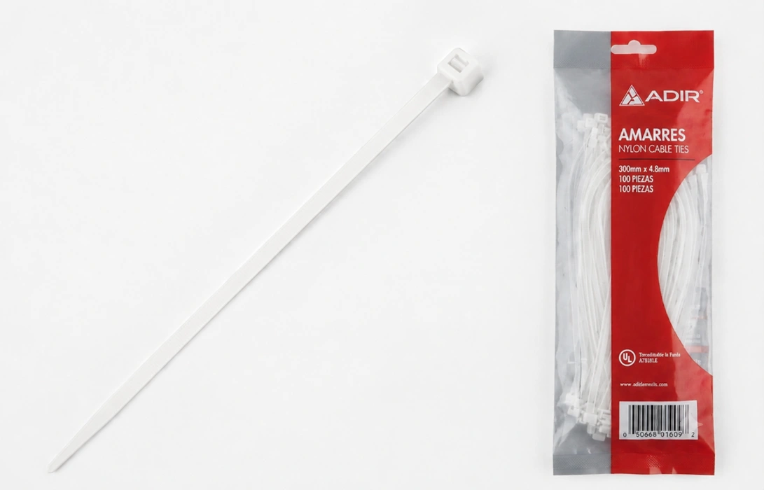 Amarres plásticos blanco 7,6 mm x 750 mm 100 und Marca Adler